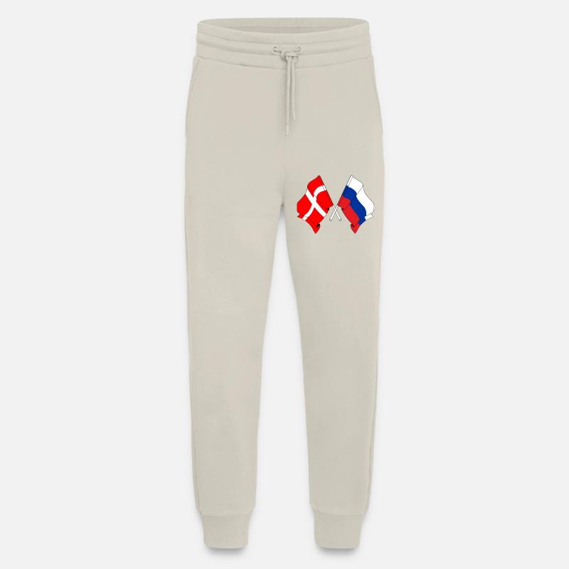 Drapeau Danemark, drapeau Russie - Pantalon de jogging bio décontracté fabriqué en UE - WARM CLAY