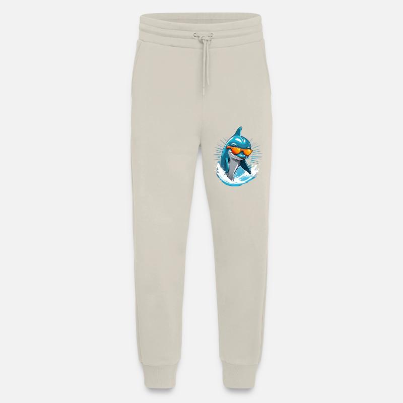 Dolphin with sunglasses and surf splash - Jogging Pants - made by SPREAD  - WARM CLAY