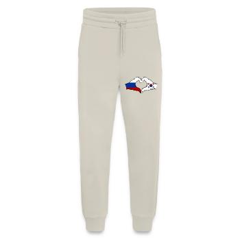 Russie Corée du Sud Drapeau Mains Coeur Forme - Pantalon de jogging bio décontracté fabriqué en UE - WARM CLAY - Devant