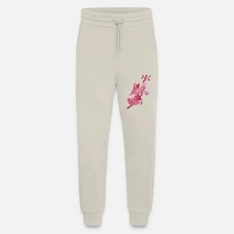 Faultier mit rotem Blumenmuster – Line Art - Jogginghose - made by SPREAD - WARM CLAY