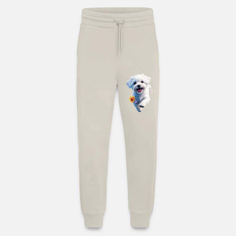 Jumping Maltese Puppy - 2 - 🐾 - Jogging Pants - made by SPREAD  - WARM CLAY