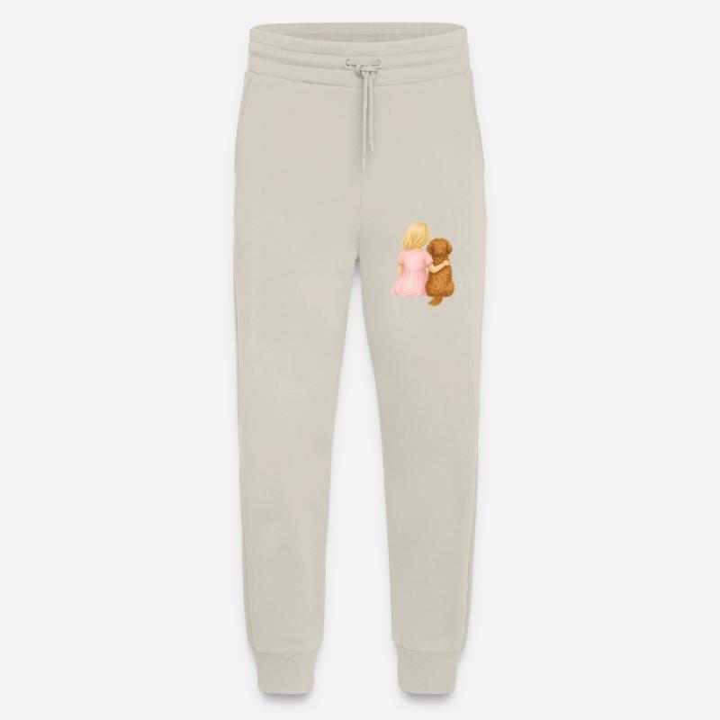 Blondes Mädchen mit Hund - Jogginghose - made by SPREAD - WARM CLAY