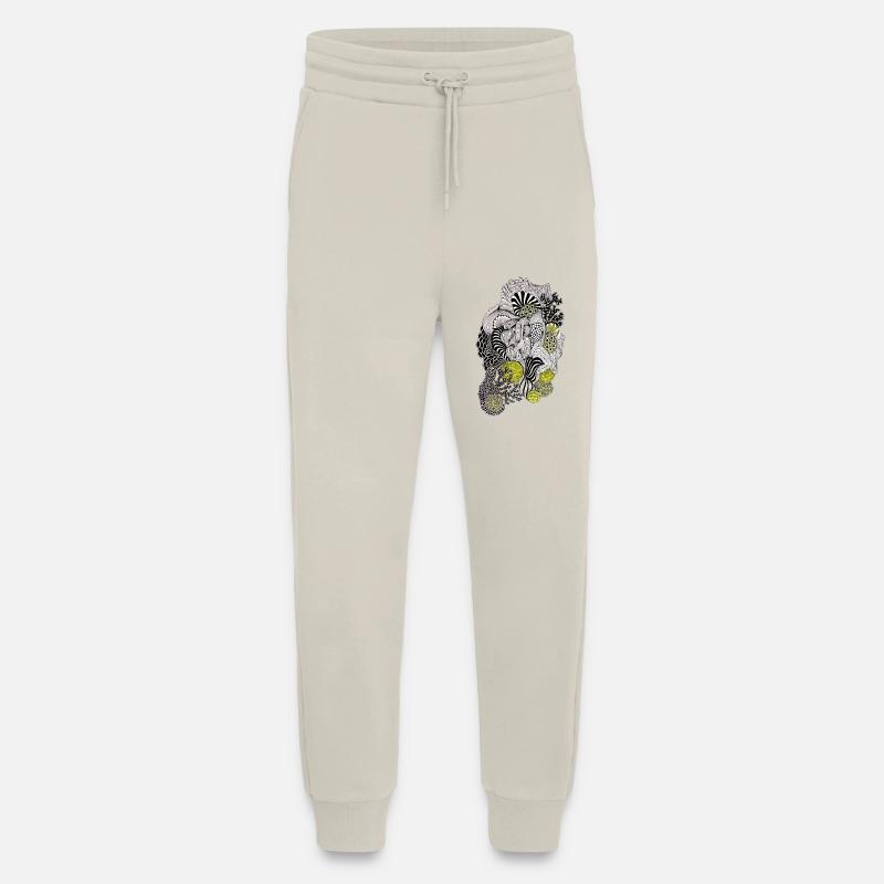 Organic Pattern Flower Yellow Black - Jogging Pants - made by SPREAD - WARM CLAY