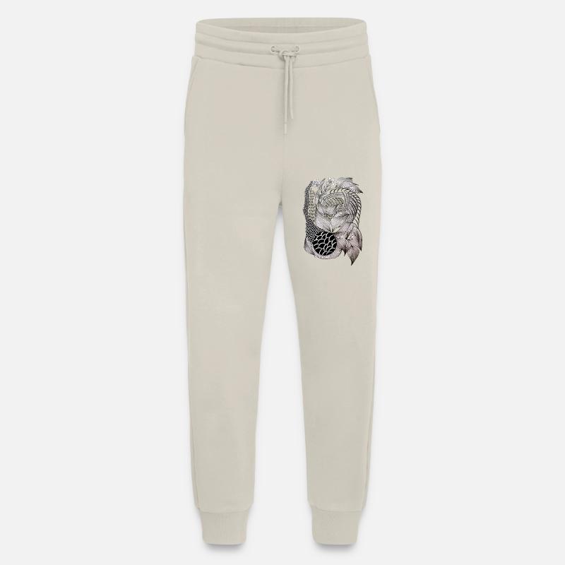 Black and White Leaf Snake Pattern - Jogging Pants - made by SPREAD  - WARM CLAY