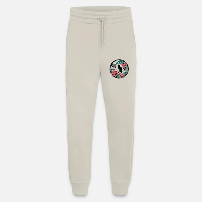 Lune chat noir - Pantalon de jogging bio décontracté fabriqué en UE - WARM CLAY