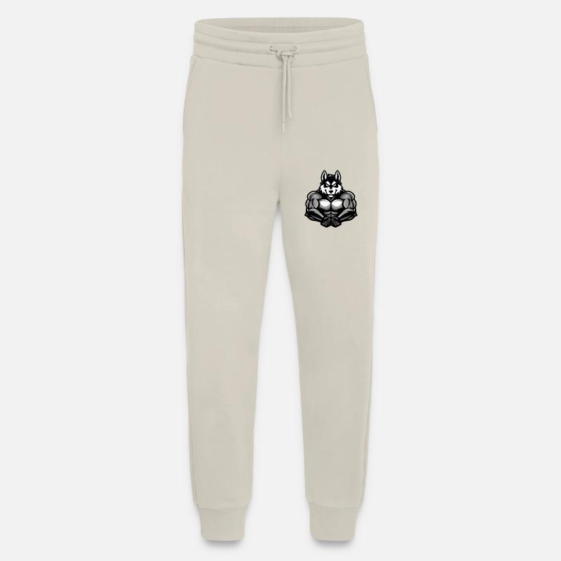 Chien Husky Bande dessinée - Pantalon de jogging bio décontracté fabriqué en UE - WARM CLAY
