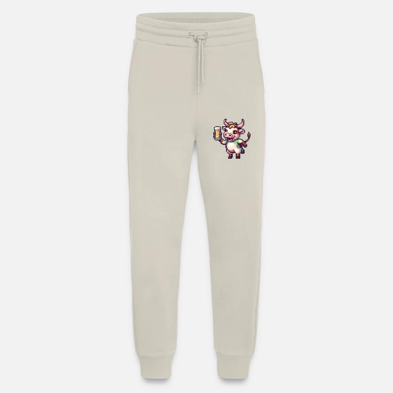 Cow Pixel Beer - Jogging Pants - made by SPREAD  - WARM CLAY