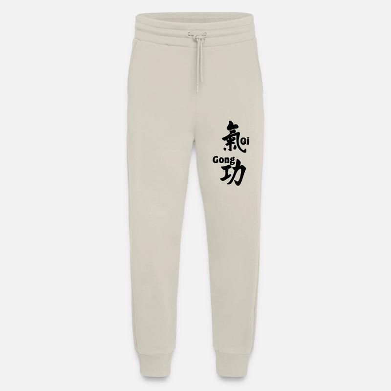 QI gong script avec texte vertical - Pantalon de jogging bio décontracté fabriqué en UE - WARM CLAY