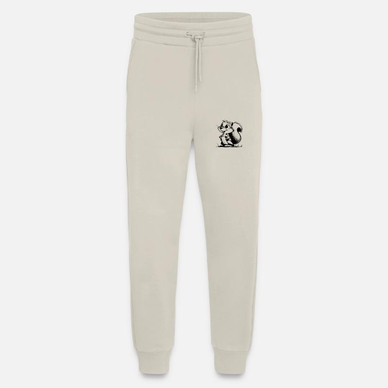 Dessin au crayon d’écureuil mignon - Pantalon de jogging bio décontracté fabriqué en UE - WARM CLAY