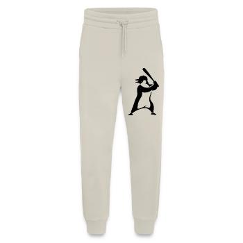 Pingouin Joueur De Baseball Silhouette Minimaliste - Pantalon de jogging bio décontracté fabriqué en UE - WARM CLAY - Devant