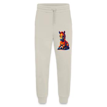 WPAP Polygon Kawaii Style Animaux Bébé Cheval Poulain - Pantalon de jogging bio décontracté fabriqué en UE - WARM CLAY - Devant
