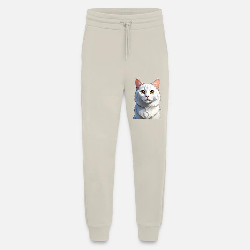 Chat blanc - Pantalon de jogging bio décontracté fabriqué en UE - WARM CLAY