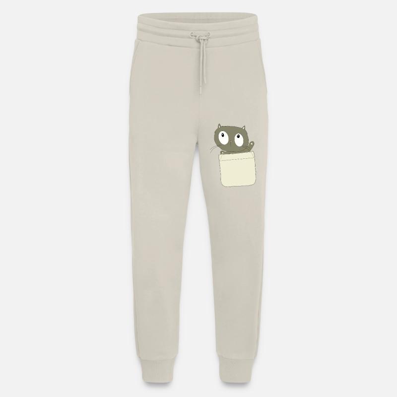 Chat Curieux dans la Poche - Pantalon de jogging bio décontracté fabriqué en UE - WARM CLAY