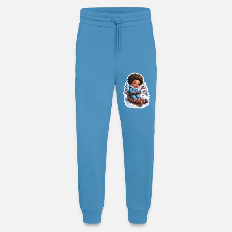 Winterspaß mit Schneemann und Schlitten - Jogginghose - made by SPREAD - Sol Blue