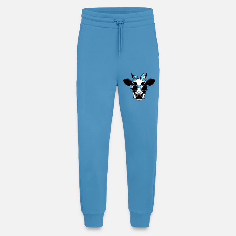 Vache avec lunettes de soleil - Pantalon de jogging bio décontracté fabriqué en UE -  Sol Blue