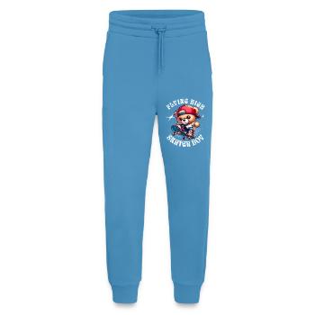 Ours en peluche skateur sur skateboard - Pantalon de jogging bio décontracté fabriqué en UE -  Sol Blue - Devant