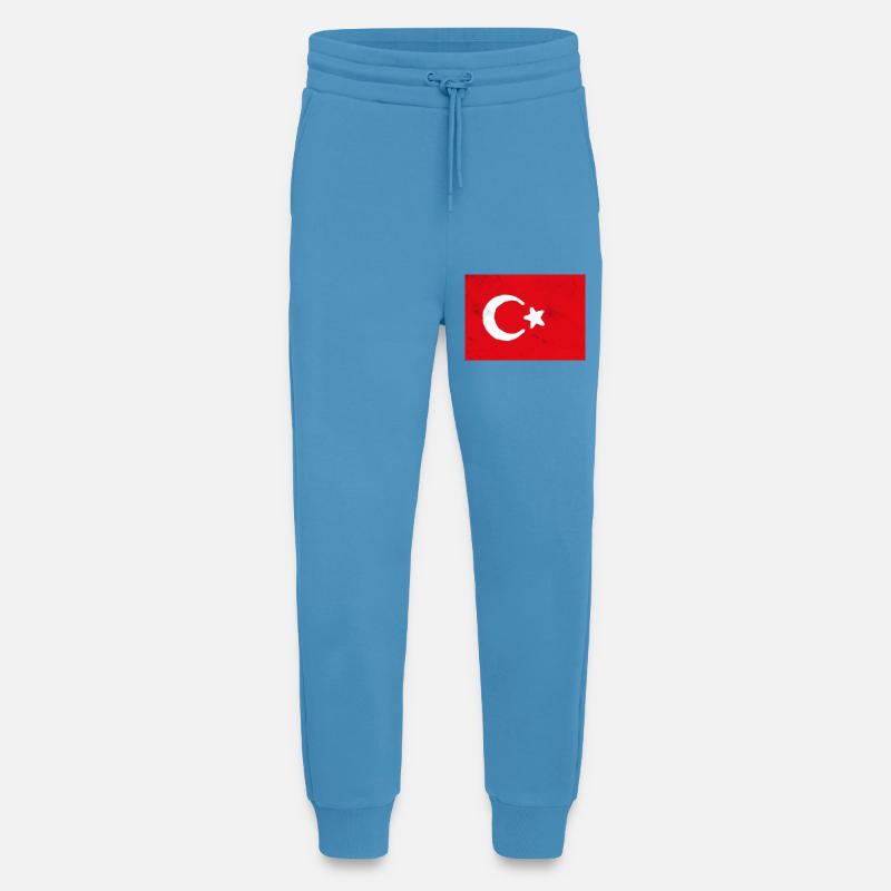 Drapeau turc Impression d’art abstrait - Pantalon de jogging bio décontracté fabriqué en UE - Sol Blue