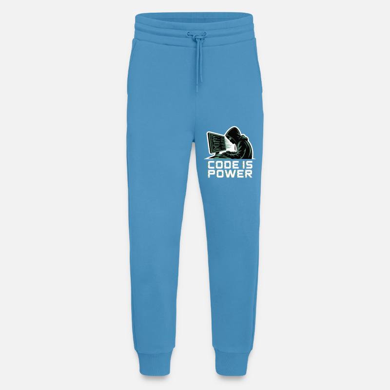 Cyber Hacker Code Infinity Design - Pantalon de jogging bio décontracté fabriqué en UE -  Sol Blue