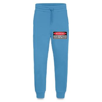 Avertissement chien Incroyable Méfiez-vous propriétaire Chiens Animal de compagnie - Pantalon de jogging bio décontracté fabriqué en UE -  Sol Blue - Devant