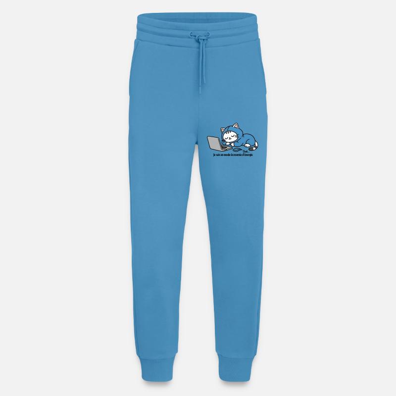 Katze im blauen Kapuzenpullover auf Laptop - Jogginghose - made by SPREAD -  Sol Blue