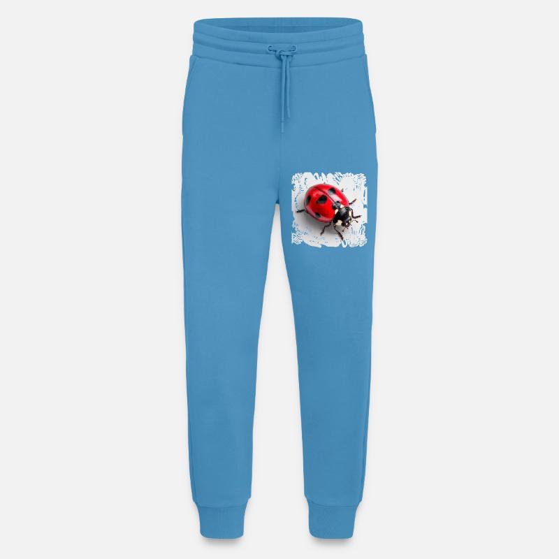 Red Ladybug Pattern Seven-Point - Jogging Pants - made by SPREAD  -  Sol Blue
