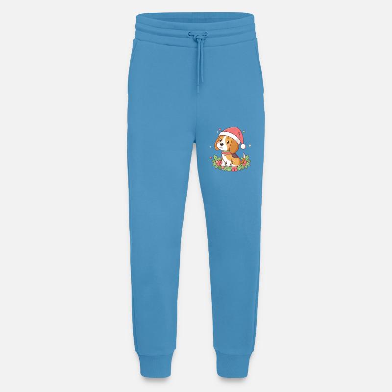 Weihnachts-Beagle-Welpe mit rotem Hut - Jogginghose - made by SPREAD - Sol Blue