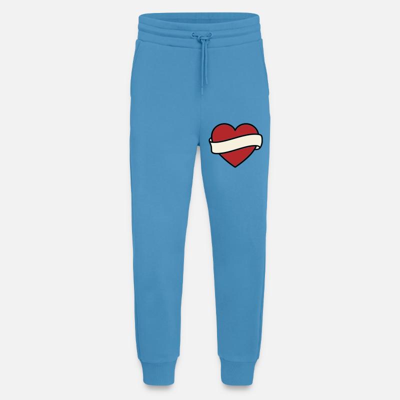 Tattoo Heart Banner Scroll Vector - Jogging Pants - made by SPREAD  -  Sol Blue