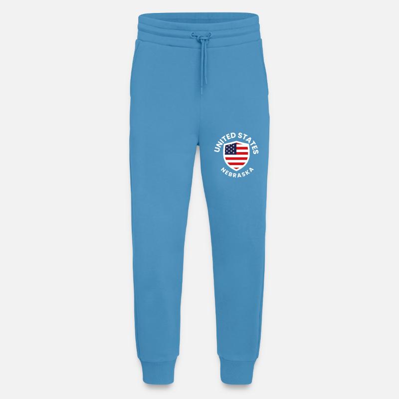 Nebraska Flag Shield Patch - Jogging Pants - made by SPREAD  -  Sol Blue