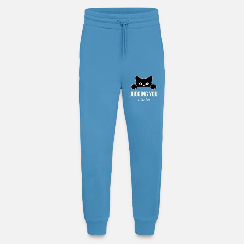 Te juger silencieusement - Chat drôle - Pantalon de jogging bio décontracté fabriqué en UE - Sol Blue