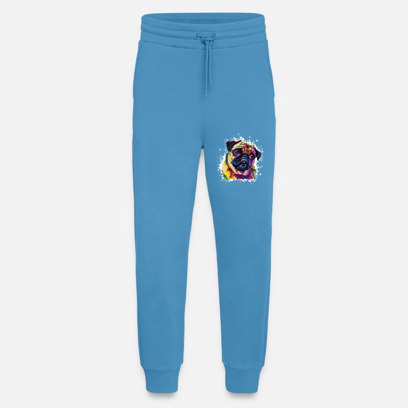 Hund Pug Tier Kunst - Jogginghose - made by SPREAD -  Sol Blue