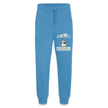 Licorne pour les 40 ans – On devient encore plus duveteux - Pantalon de jogging bio décontracté fabriqué en UE -  Sol Blue - Devant