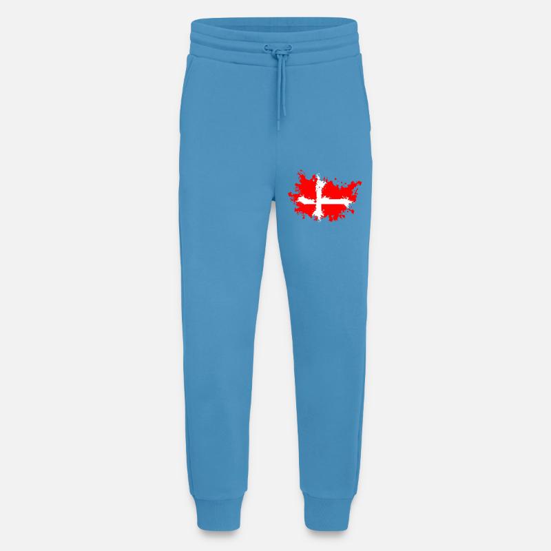 Drapeau éclaboussé du Danemark - Pantalon de jogging bio décontracté fabriqué en UE -  Sol Blue
