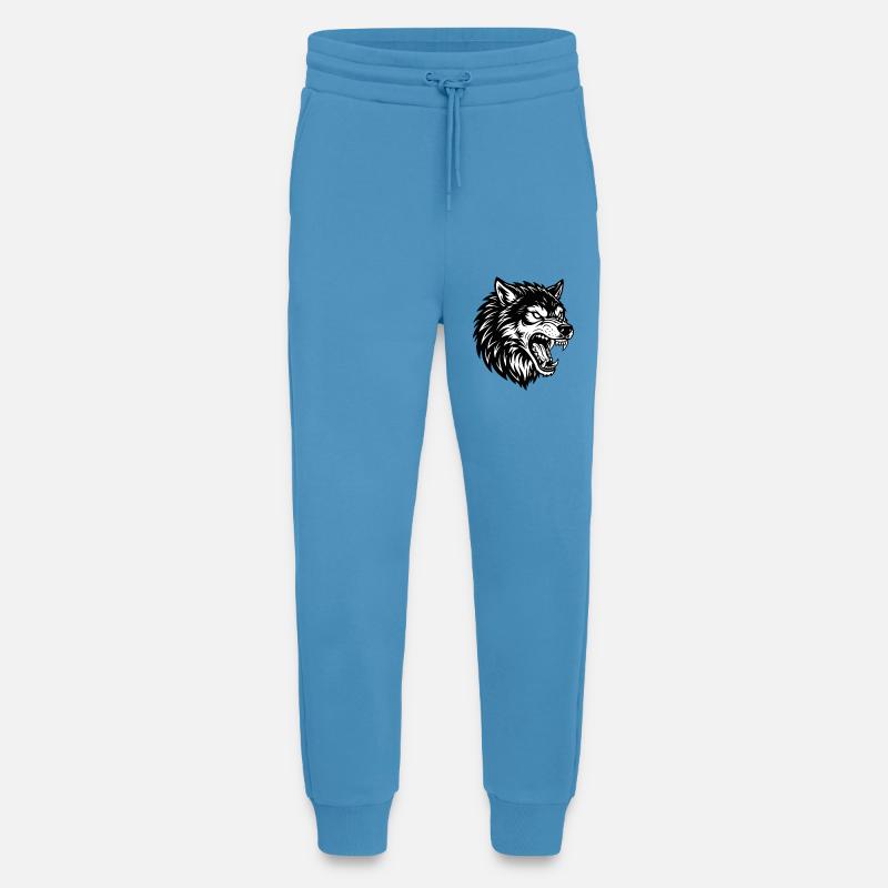 Wolf Schwarz-Weiß Wolf Alpha Maskottchen-Logo - Jogginghose - made by SPREAD - Sol Blue
