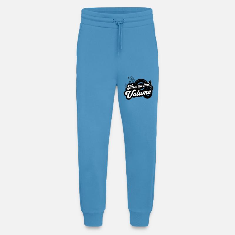 Volume Up — Black Retro Script - Jogging Pants - made by SPREAD  -  Sol Blue