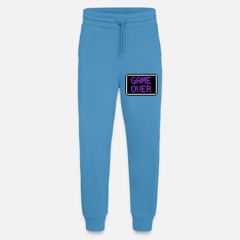 Game Over Shield Rétro Gamer - Pantalon de jogging bio décontracté fabriqué en UE - Sol Blue