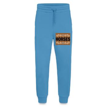 Lettrage des chevaux Retro Riding - Pantalon de jogging bio décontracté fabriqué en UE -  Sol Blue - Devant