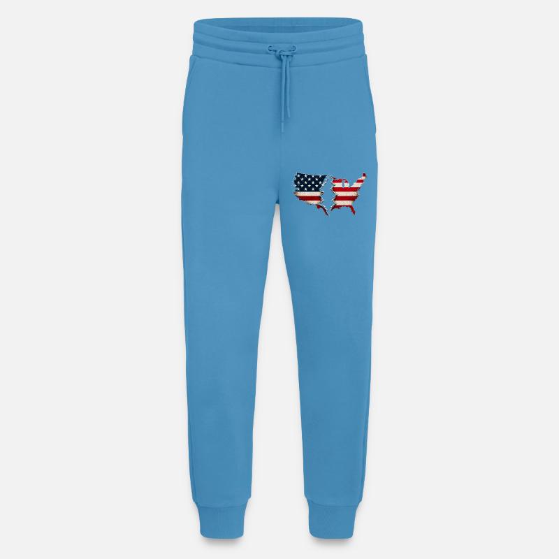 Drapeau américain de Broken Heart - Pantalon de jogging bio décontracté fabriqué en UE - Sol Blue