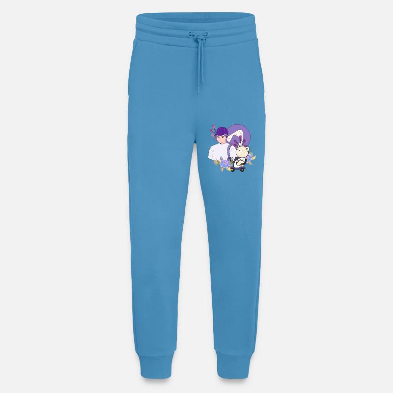 Onigiri Snack & Bear on Mobility Scooter - Jogging Pants - made by SPREAD  -  Sol Blue
