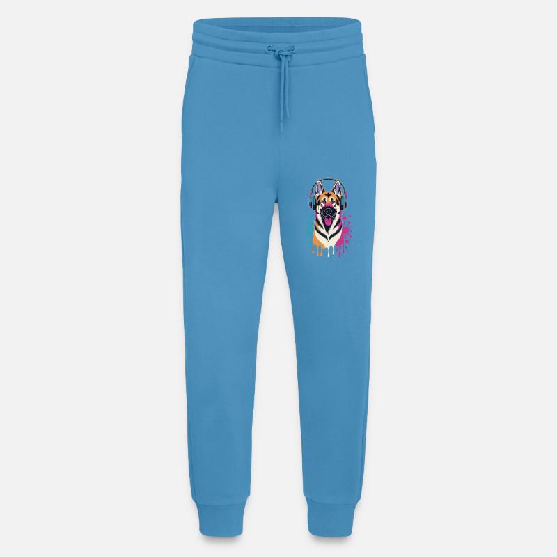Deutscher Schäferhund mit Kopfhörer - Jogginghose - made by SPREAD -  Sol Blue