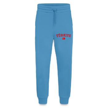 Drapeau de la Turquie en rouge - Pantalon de jogging bio décontracté fabriqué en UE -  Sol Blue - Devant