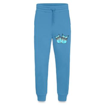 2 Owls Nerd Duo Geek Book Reading Eagle Owl Glasses Smart - Jogging Pants - made by SPREAD  -  Sol Blue - Front