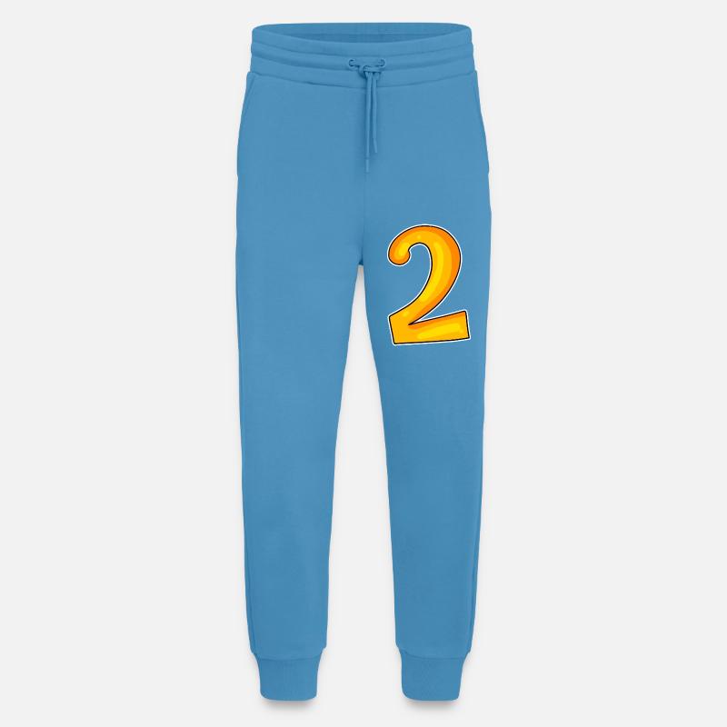 Two - 2 - Number Number - Jogging Pants - made by SPREAD  -  Sol Blue
