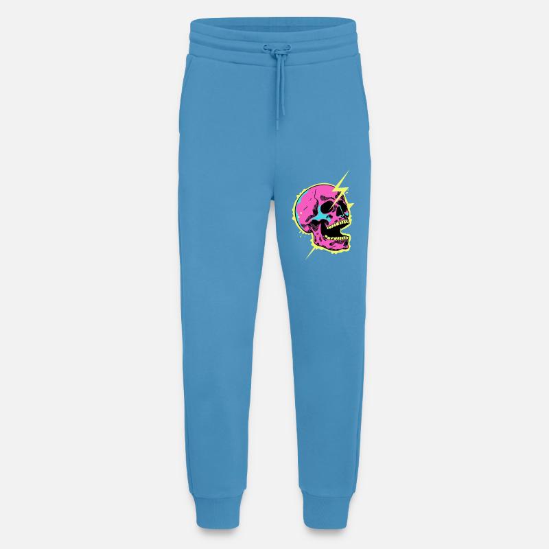 Crâne Néon Éclair Éclat - Pantalon de jogging bio décontracté fabriqué en UE -  Sol Blue