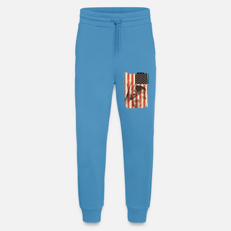 USA flag with skull - Jogging Pants - made by SPREAD - Sol Blue