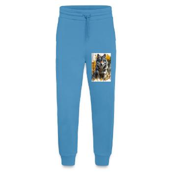 Illustration of a wolf - Jogging Pants - made by SPREAD  -  Sol Blue - Front