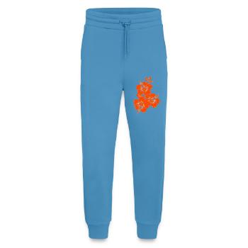 Silhouette triple fleur d’hibiscus orange - Pantalon de jogging bio décontracté fabriqué en UE -  Sol Blue - Devant