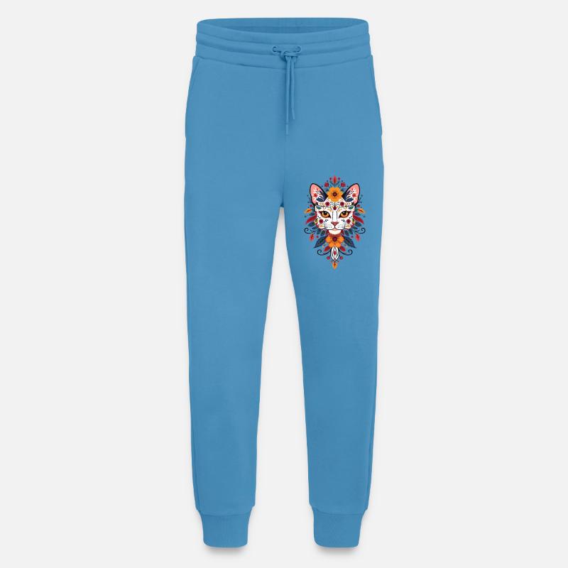 Style floral du chat fleuri - Pantalon de jogging bio décontracté fabriqué en UE -  Sol Blue