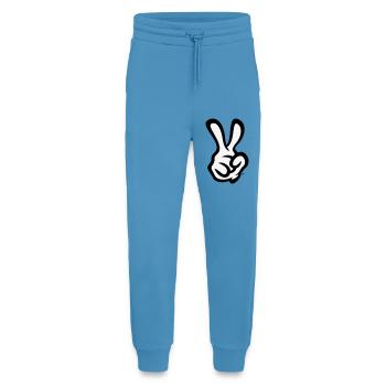 Victory Handzeichen (Rechte Hand / POS / 2C) - Jogginghose - made by SPREAD -  Sol Blue - Vorne