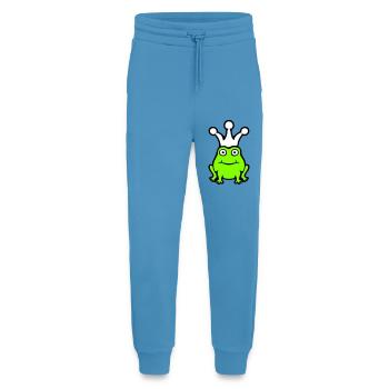 Grenouille Roi Couronne Drôle Mignon Bande Dessinée Grenouille Prince - Pantalon de jogging bio décontracté fabriqué en UE -  Sol Blue - Devant