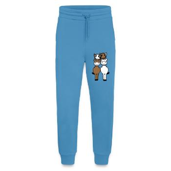 2 Pferde Mann Frau Liebespaar Freunde Liebe Team - Jogginghose - made by SPREAD -  Sol Blue - Vorne